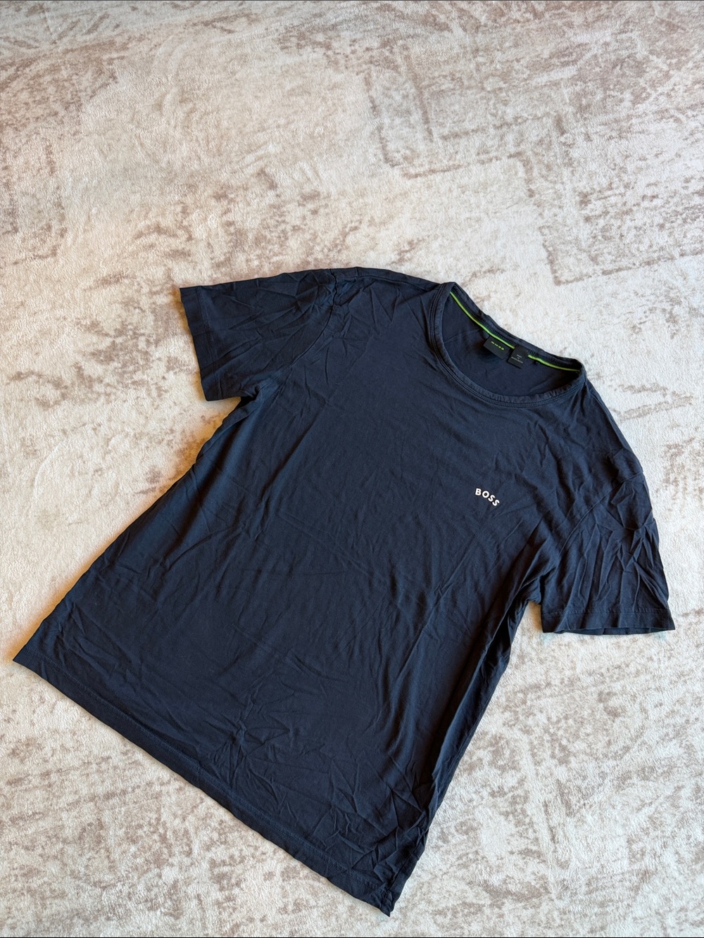 Boss Navy Short-Sleeve Crewneck Tee with Subtle Logo